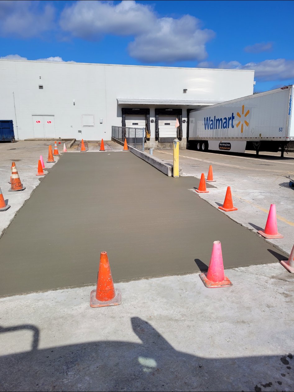 Concrete work at a commercial loading area